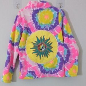 Place Tie-Dye Fleece Jacket in Purple, Blue, Yellow, Green